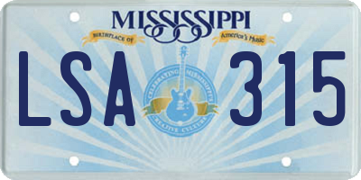 MS license plate LSA315