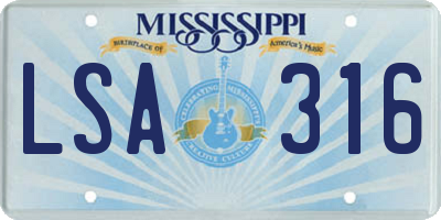 MS license plate LSA316