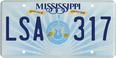 MS license plate LSA317