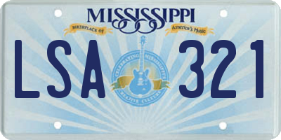 MS license plate LSA321