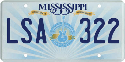MS license plate LSA322