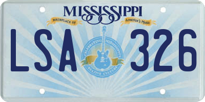 MS license plate LSA326