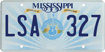 MS license plate LSA327