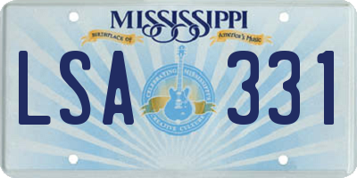 MS license plate LSA331