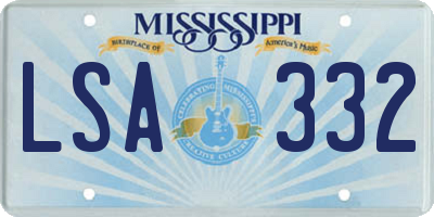 MS license plate LSA332