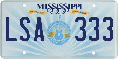 MS license plate LSA333