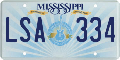 MS license plate LSA334