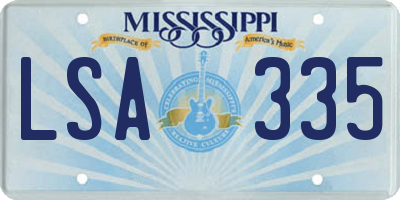 MS license plate LSA335