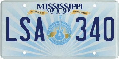 MS license plate LSA340