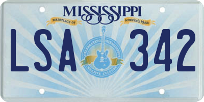 MS license plate LSA342