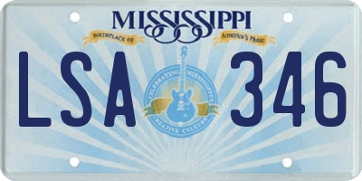 MS license plate LSA346