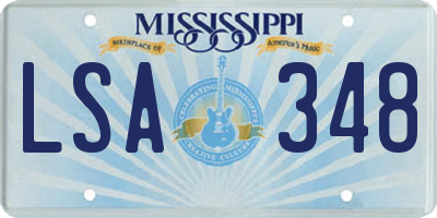 MS license plate LSA348
