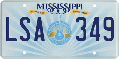 MS license plate LSA349