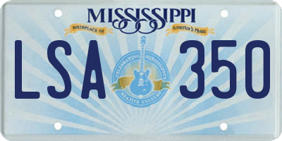 MS license plate LSA350