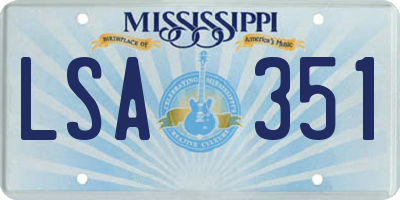 MS license plate LSA351
