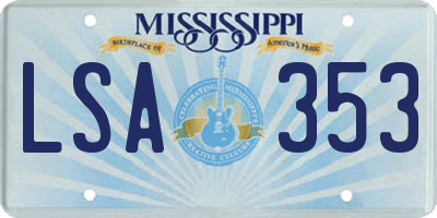 MS license plate LSA353