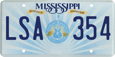 MS license plate LSA354