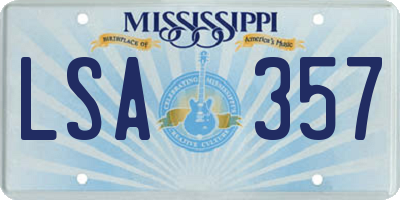 MS license plate LSA357