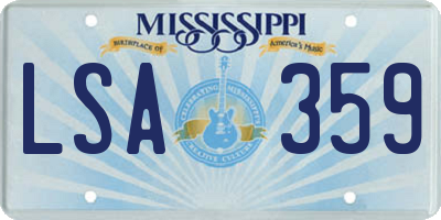MS license plate LSA359