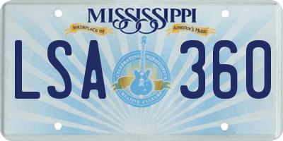 MS license plate LSA360
