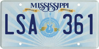 MS license plate LSA361
