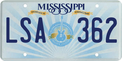 MS license plate LSA362