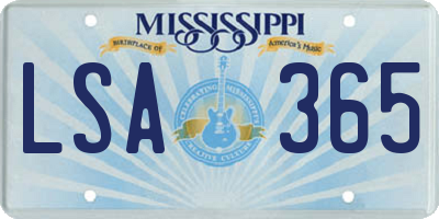 MS license plate LSA365