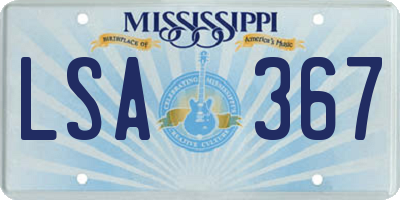 MS license plate LSA367