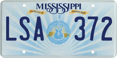 MS license plate LSA372