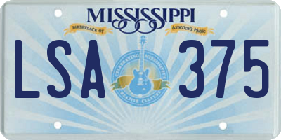 MS license plate LSA375