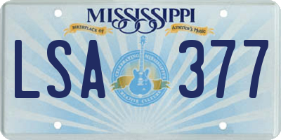 MS license plate LSA377