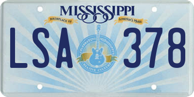 MS license plate LSA378