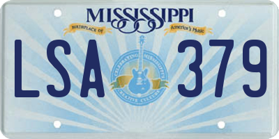 MS license plate LSA379