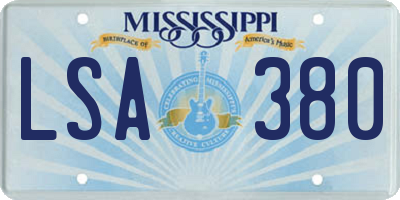 MS license plate LSA380