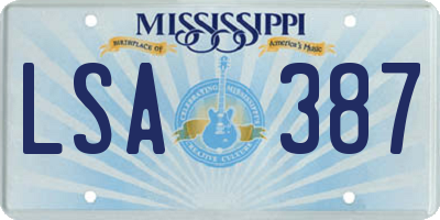 MS license plate LSA387