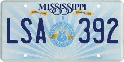 MS license plate LSA392