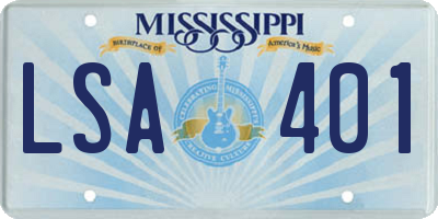MS license plate LSA401