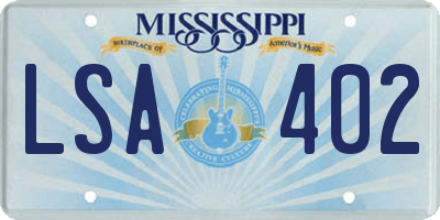 MS license plate LSA402