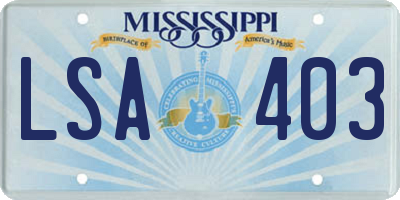 MS license plate LSA403