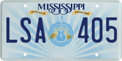 MS license plate LSA405