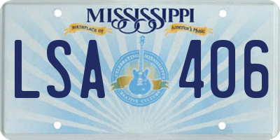 MS license plate LSA406