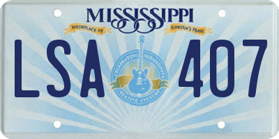 MS license plate LSA407