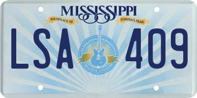 MS license plate LSA409