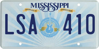 MS license plate LSA410
