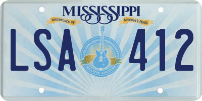 MS license plate LSA412