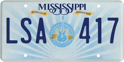 MS license plate LSA417