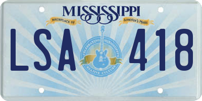 MS license plate LSA418