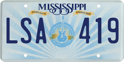MS license plate LSA419