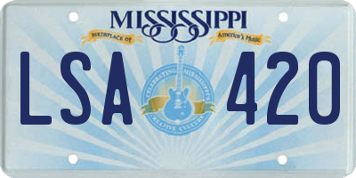 MS license plate LSA420