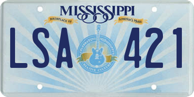 MS license plate LSA421